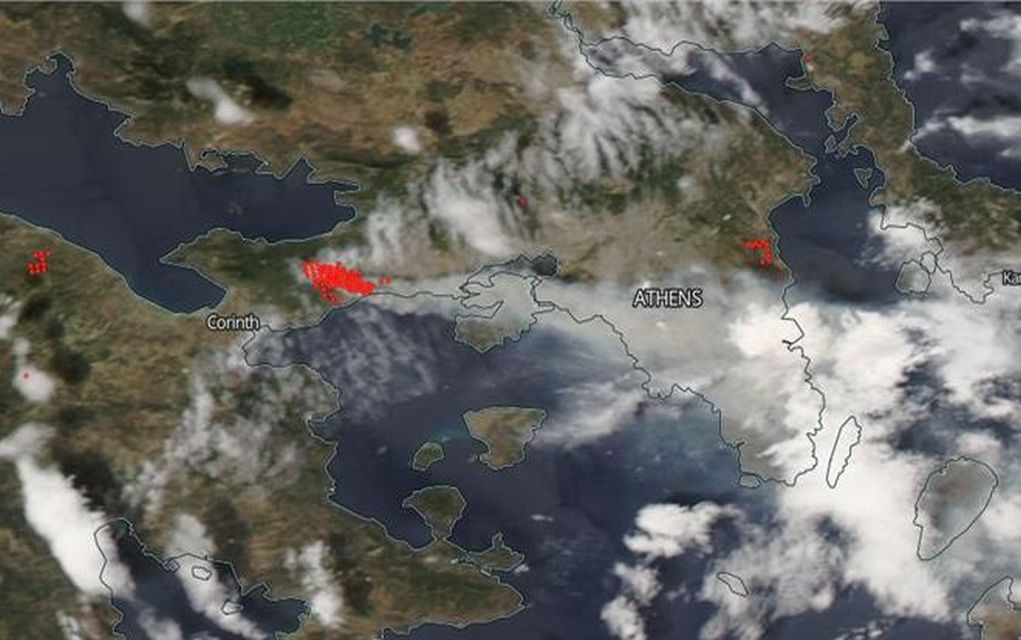 Η πυρκαγιά από φωτογραφία δορυφόρου της NASA