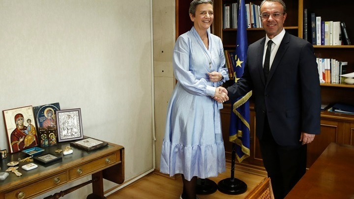 Συνάντηση Χρ. Σταϊκούρα με την επίτροπο Ανταγωνισμού της Κομισιόν, Μαργκρέτε Βεστάγκερ