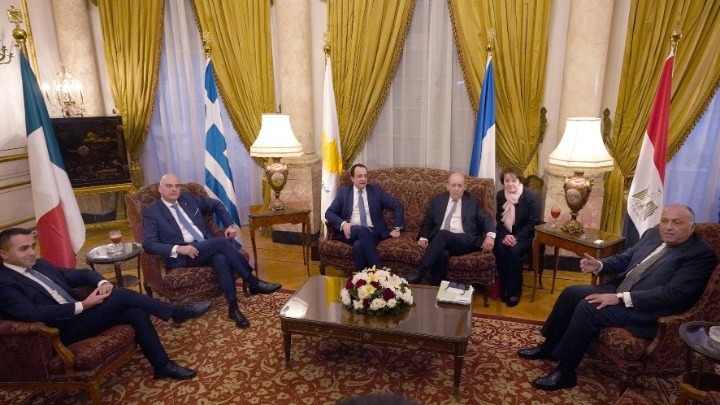 Ολοκληρώθηκε η πενταμερής συνάντηση ΥΠΕΞ Ελλάδας, Κύπρου, Αιγύπτου, Γαλλίας και Ιταλίας (video)