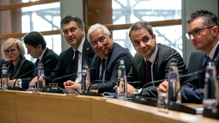 Συνάντηση Μέρκελ, Μακρόν, Σάντσεθ, Μητσοτάκη, Κόντε στα γραφεία της ισπανικής μόνιμης αντιπροσωπείας