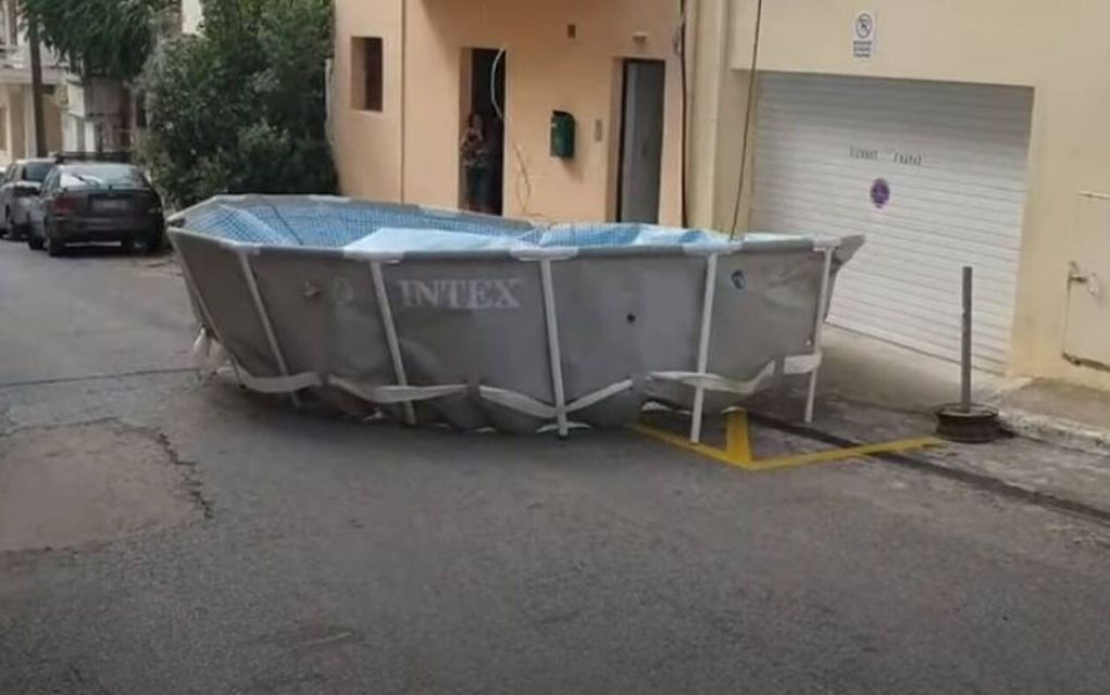 Κρήτη: Έγινε… ιπτάμενη μία πλαστική πισίνα (vid)