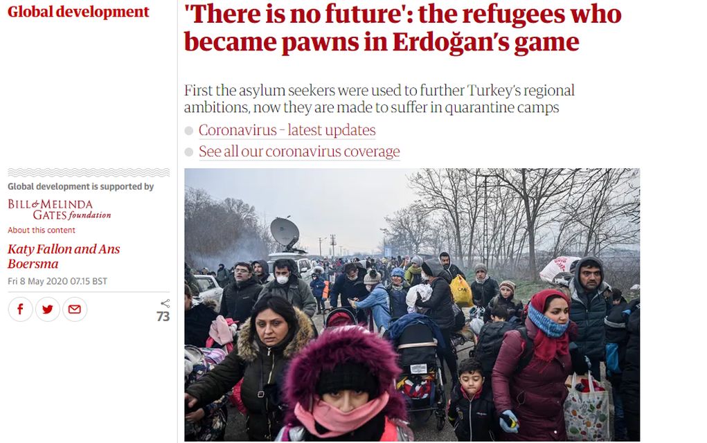 Guardian: «Οι πρόσφυγες πιόνια στο παιχνίδι Ερντογάν»