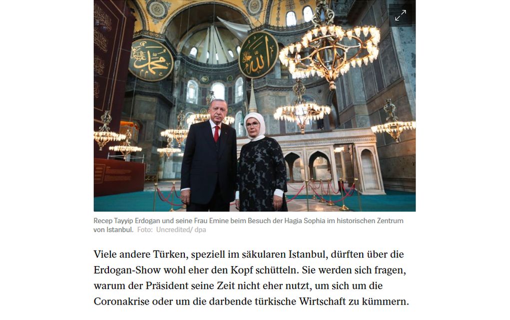 Der Spiegel για Αγιά Σοφιά: «Εκνευριστική παράσταση του Ερντογάν»