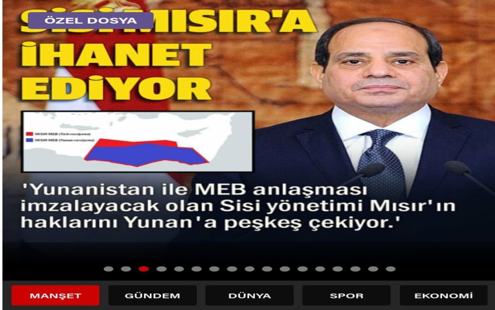 Yeni Safak: «Ο Σίσι προδίδει την Αίγυπτο»