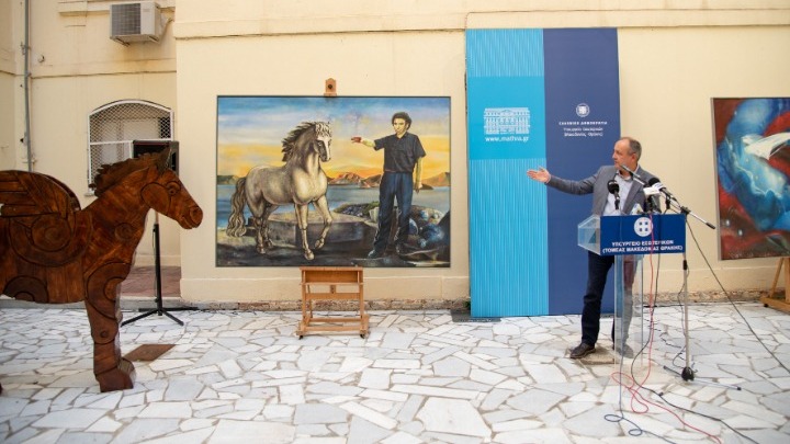 Έργα του Μ. Βαρλάμη από τη ζωή του Μ. Θεοδωράκη στην αγορά της Βέροιας