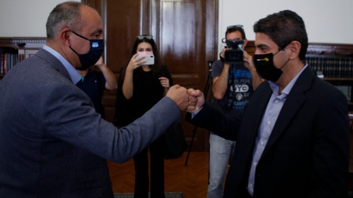 Συνάντηση του υφυπουργού Μακεδονίας-Θράκης, Θ. Καράογλου, με τον υφυπουργό Αθλητισμού, Λ. Αυγενάκη