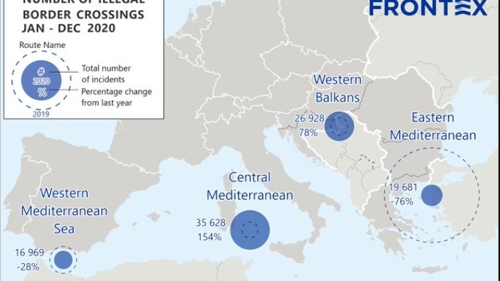 Frontex: Σε χαμηλό επταετίας η παράτυπη μετανάστευση στην ΕΕ το 2020 – Πτώση κατά 76% προς την Ελλάδα
