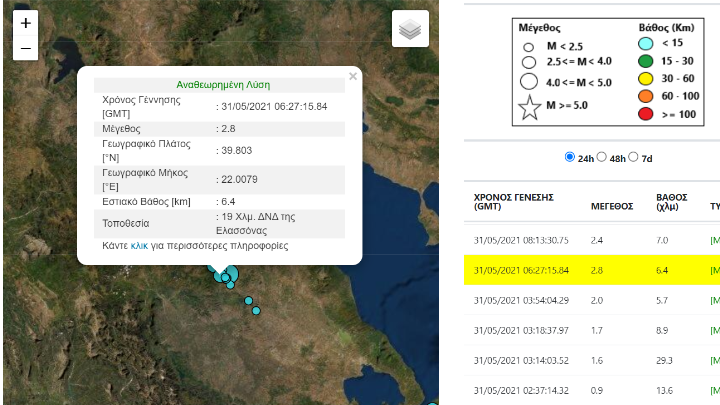 Σεισμός στην Ελασσόνα