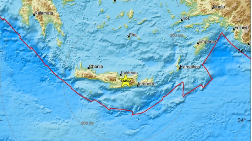 Δονείται ξανά η Κρήτη: Ασθενής σεισμική δόνηση 3,4 Ρίχτερ στο Αρκαλοχώρι