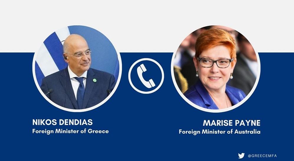 Επικοινωνία Δένδια με την ΥΠΕΞ της Αυστραλίας – Στο επίκεντρο η κοινή προσήλωση στο Διεθνές Δίκαιο της Θάλασσας
