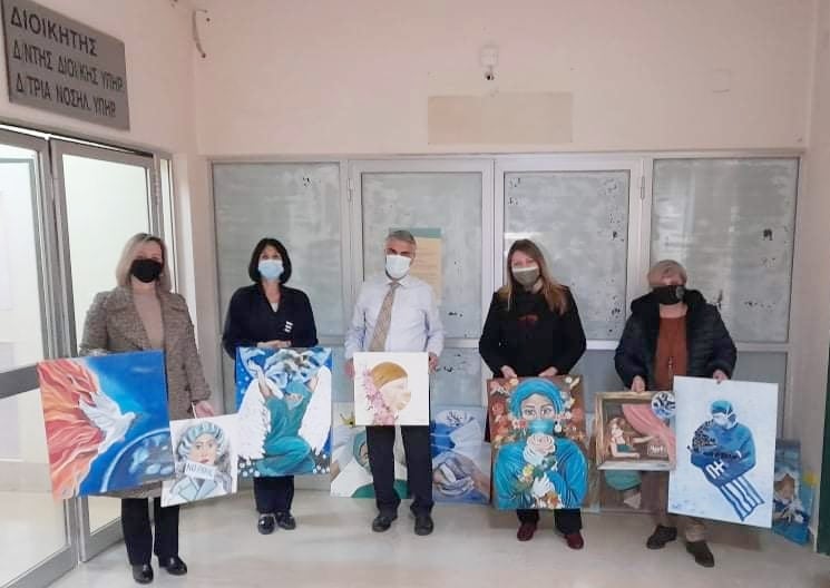 Οι «Ανθεμούσες» δώρισαν στο νοσοκομείο Χαλκιδικής 16 πίνακες με θέμα τη μάχη κατά της πανδημίας (pics)