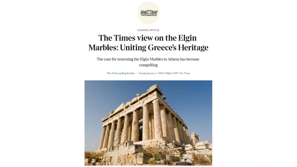 Οι Times του Λονδίνου τάσσονται υπέρ της επιστροφής των Γλυπτών του Παρθενώνα