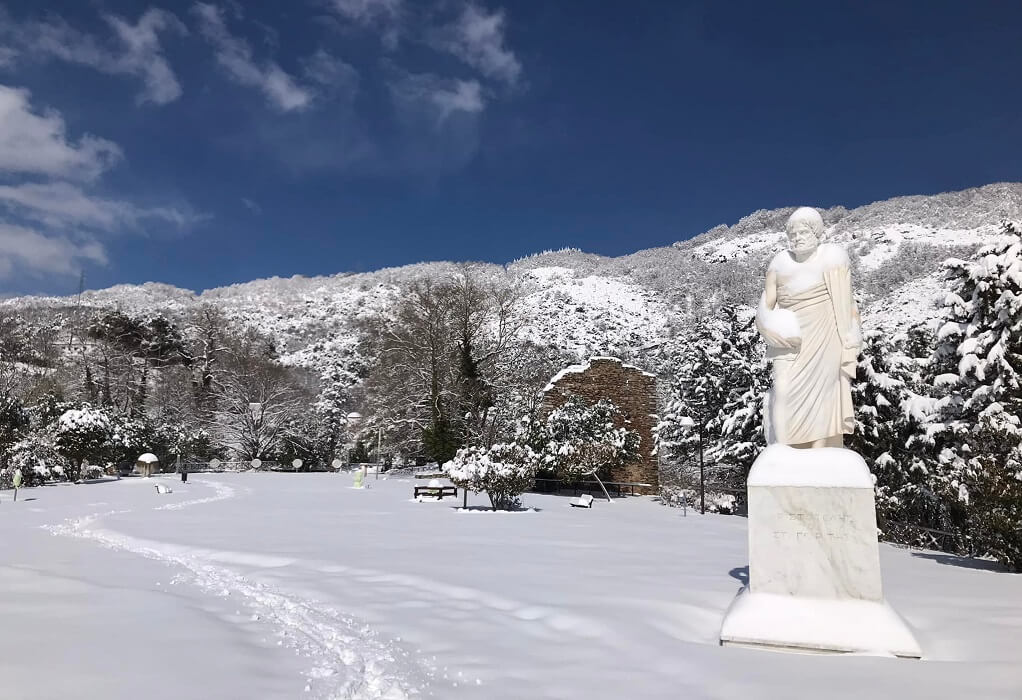 Λευκό τοπίο και στα Στάγειρα Χαλκιδικής (pics)