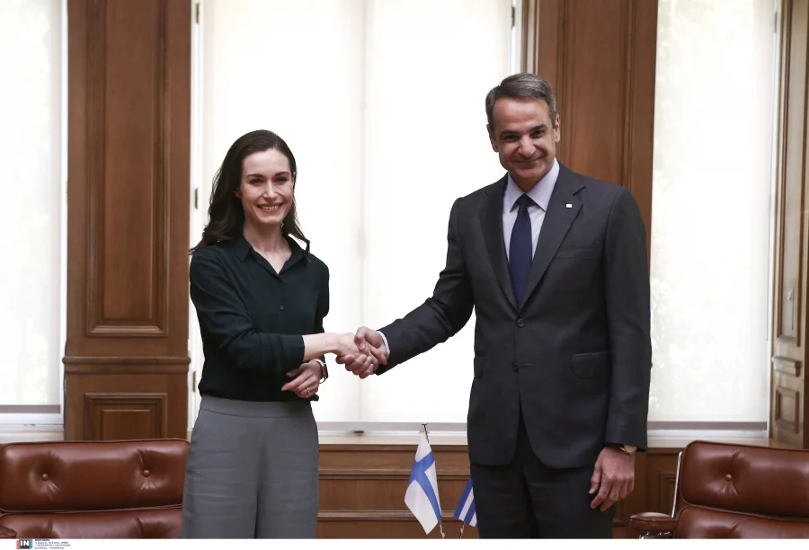 LIVE: Οι κοινές δηλώσεις Μητσοτάκη και Σάνα Μαρίν μετά τη συνάντησή τους