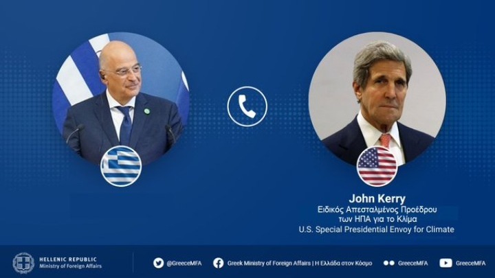 Επικοινωνία Ν. Δένδια με τον Τζον Κέρι για τα ζητήματα της κλιματικής αλλαγής