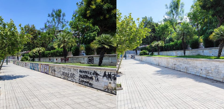 Δήμος Αθηναίων: Ολοκληρώθηκαν ακόμη δύο επιχειρήσεις αντι-γκράφιτι στην πλατεία Λαρίσης και στο πάρκο Δεξαμενής