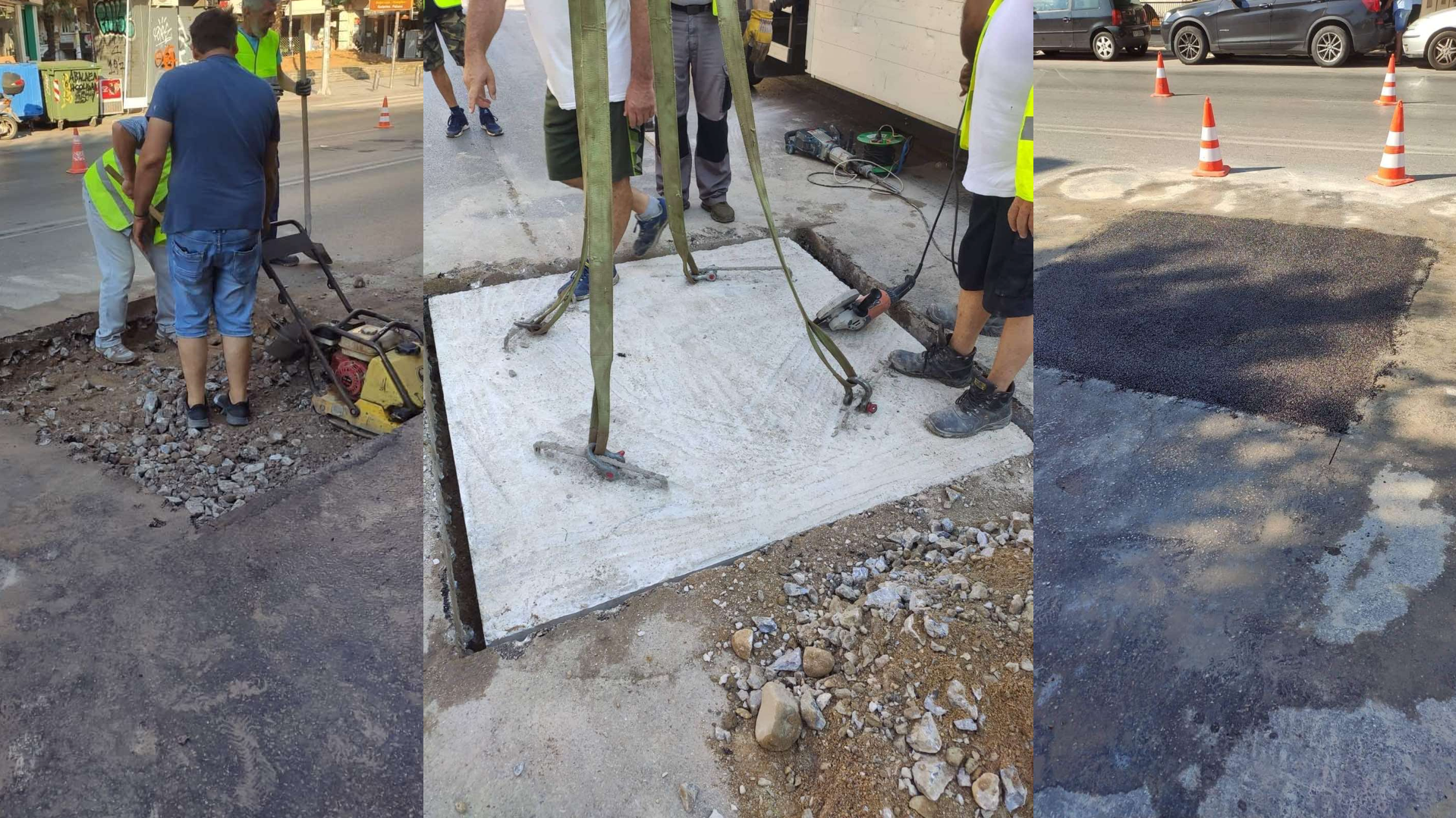 Πλάκα και ασφαλτόστρωση, στην τρύπα που άνοιξε στην οδό Εγνατία