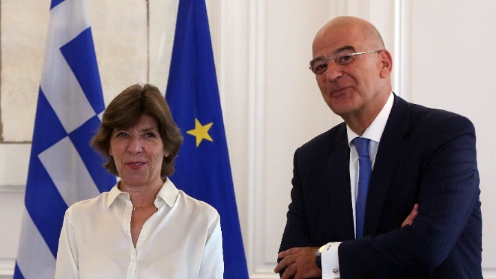 Συνάντηση του Νίκου Δένδια με τη Γαλλίδα ΥΠΕΞ Κατρίν Κολονά