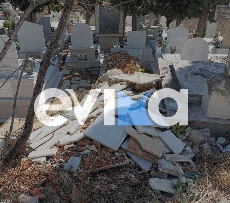 Αλιβέρι: Άγνωστοι βανδάλισαν και κατέστρεψαν μνήματα (pics)
