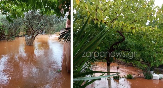 Σφοδρή κακοκαιρία στα Χανιά: Σε… ποτάμια μετατράπηκαν σπίτια και χωράφια στον Μουζουρά (vid)