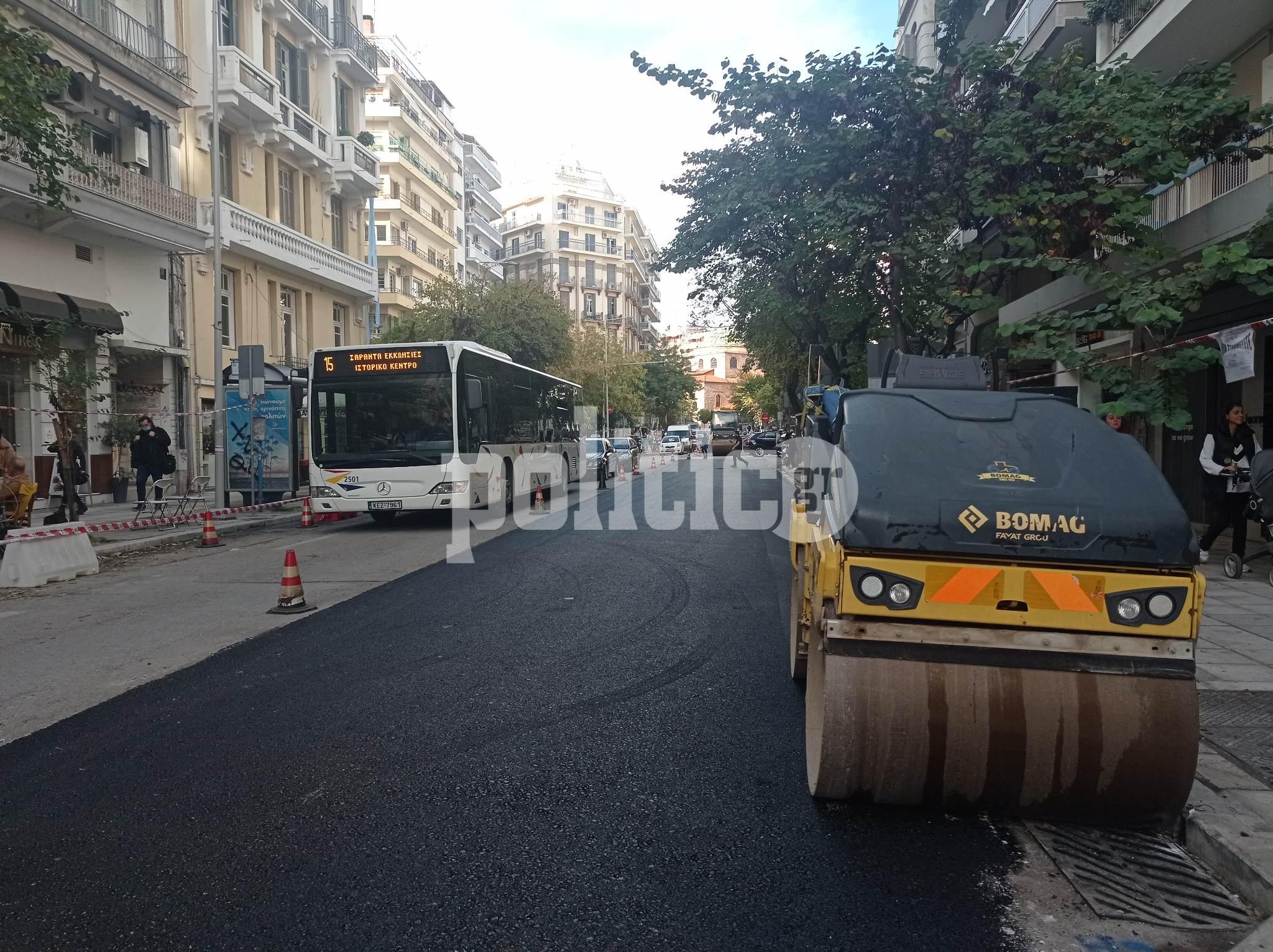 Θεσσαλονίκη: Εργασίες ασφαλτόστρωσης στην Παύλου Μελά – Πόσο θα διαρκέσουν (pics&vid)