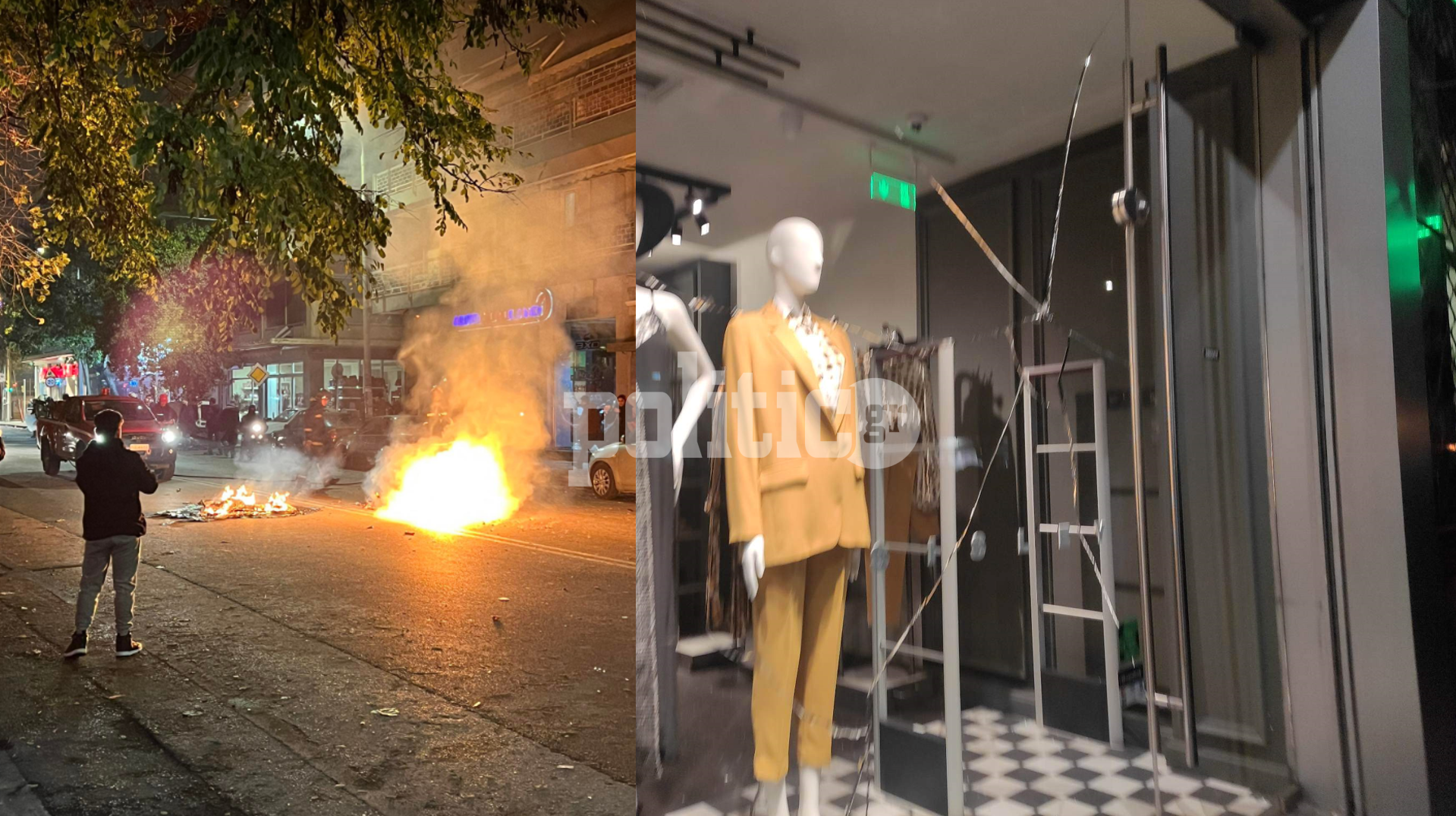 Θεσσαλονίκη: Πεδίο μάχης το κέντρο της πόλης – Έσπασαν βιτρίνες, ρίψη χημικών και μολότοφ (vid)