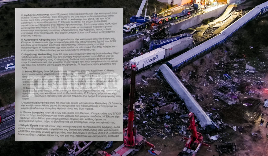 Θεσσαλονίκη – ΟΣΕ: Φυλλάδια με τα ονόματα των θυμάτων των Τεμπών (ΒΙΝΤΕΟ)