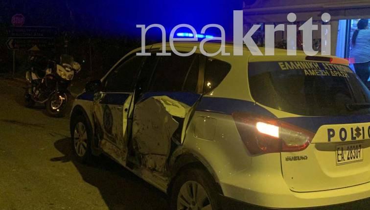 Αγροτικό πέρασε στο αντίθετο ρεύμα και εμβόλισε περιπολικό στο Ηράκλειο – Τραυματίστηκαν δύο αστυνομικοί