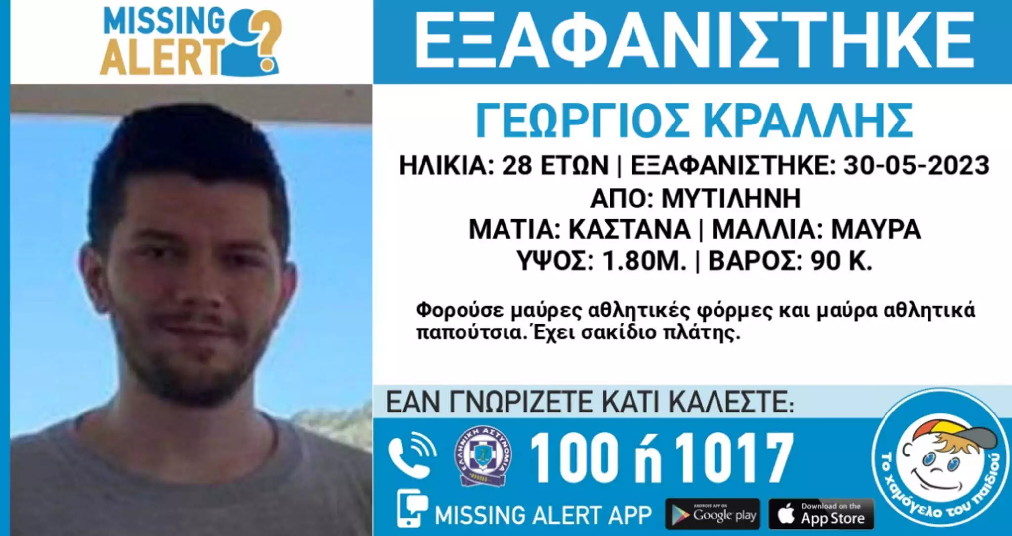 Εξαφάνιση 28χρονου από τη Μυτιλήνη