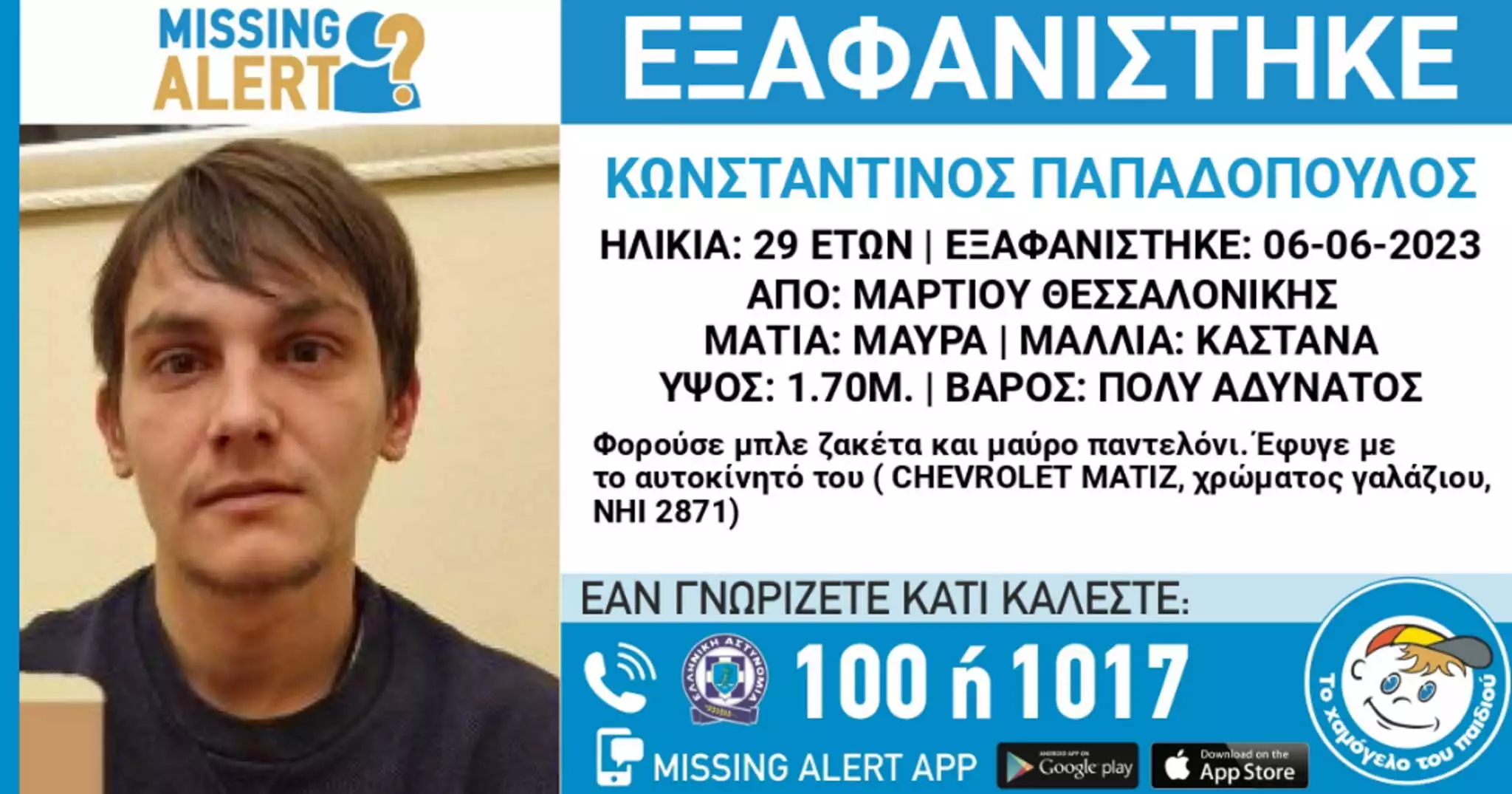 Θεσσαλονίκη: Αγνοείται 29χρονος – Τον είχαν δει να οδηγεί το ΙΧ του