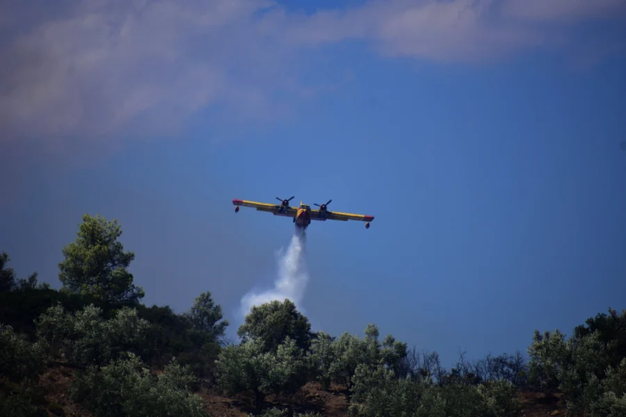 Φωτιά και στην Βοιωτία: Επιχειρούν και εναέριες δυνάμεις