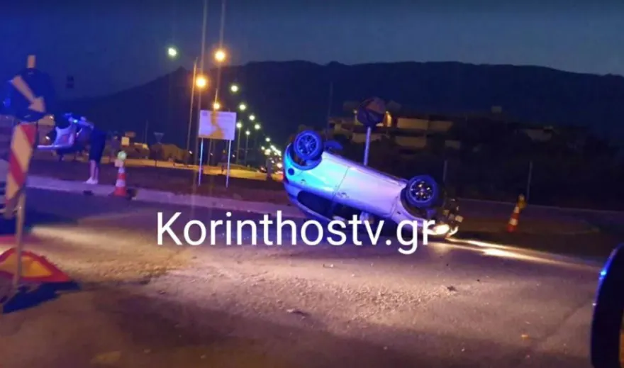 Τροχαίο στο Λουτράκι – Οδηγός «καβάλησε» κυκλικό κόμβο