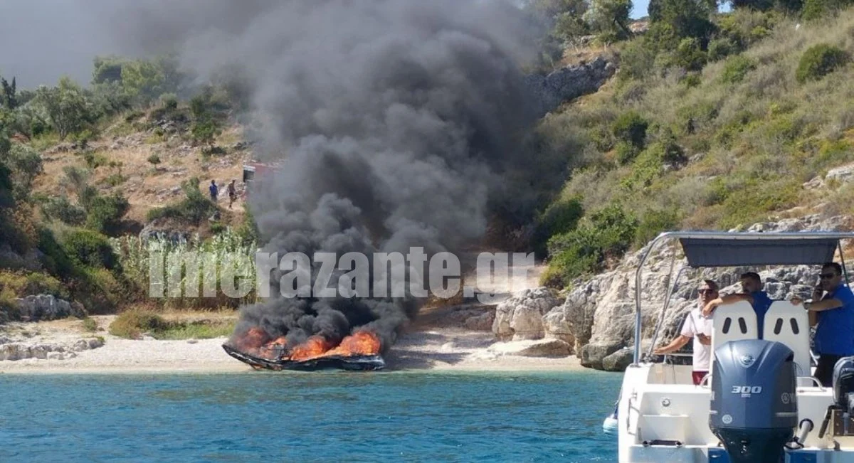 Ζάκυνθος: Φωτιά σε σκάφος με πέντε επιβάτες (ΒΙΝΤΕΟ)