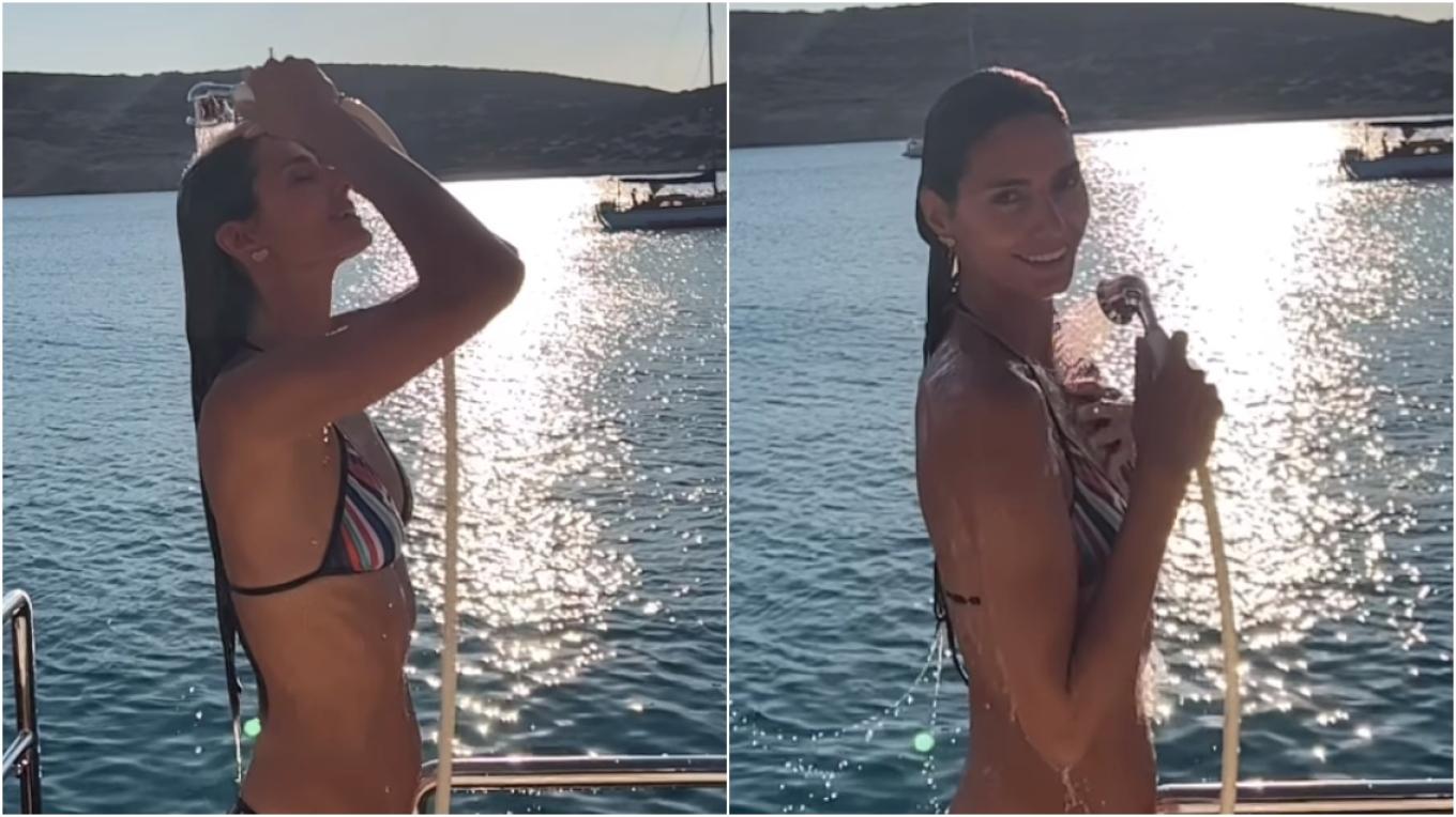 Ηλιάνα Παπαγεωργίου: Κάνει ντους με φόντο τη θάλασσα (ΒΙΝΤΕΟ)