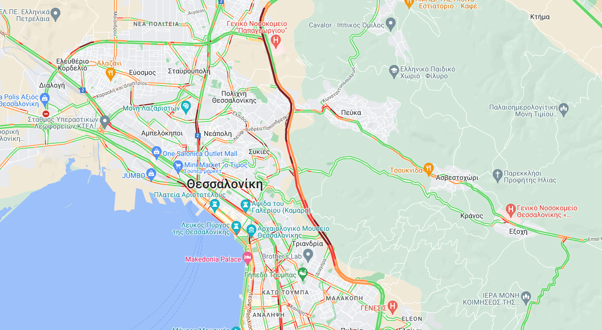 Θεσσαλονίκη: Σε… μπορντό χρώμα και πάλι ο περιφερειακός – Εκτροπή ΙΧ και απίστευτη κίνηση για πολλά χιλιόμετρα