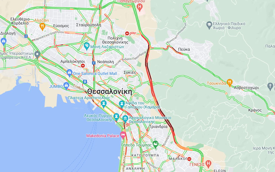 Θεσσαλονίκη: Μποτιλιάρισμα στον περιφερειακό – Δύσκολη η κατάσταση και στο κέντρο της πόλης