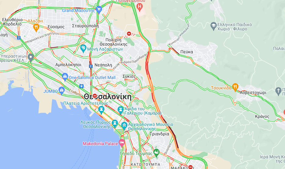Θεσσαλονίκη: Δύσκολη και σήμερα η κατάσταση  σε περιφερειακό και κεντρικούς δρόμους