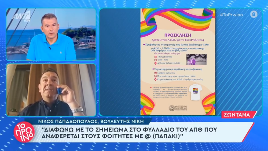 Νίκος Παπαδόπουλος – ΝΙΚΗ: Όχι στο gay pride! Άρχοντας και προστάτης της πόλης μας είναι ο Άγιος Δημήτριος!
