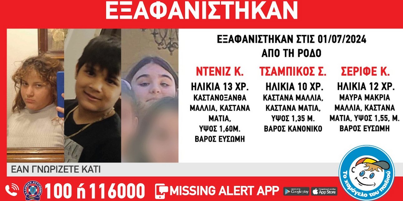 Ρόδος | Συναγερμός για την εξαφάνιση τριών ανήλικων παιδιών από χώρο φιλοξενίας