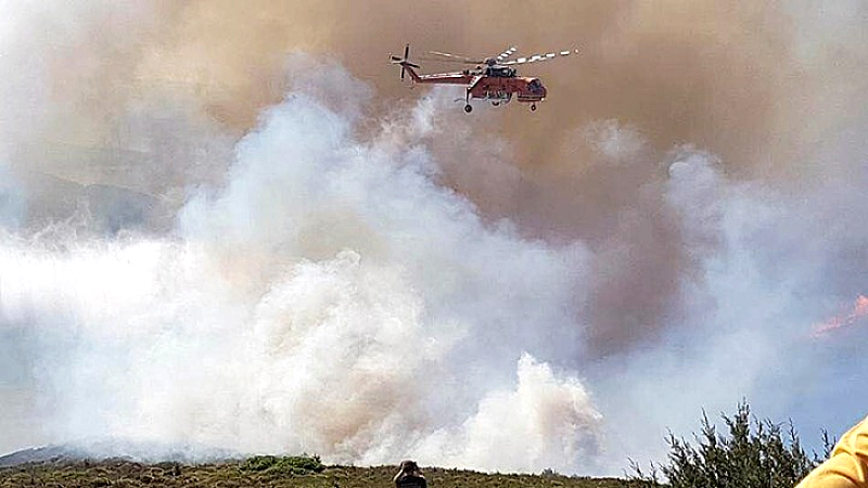 Πυρκαγιά υπό μερικό έλεγχο στην Κάρυστο: Η κατάσταση εξελίσσεται