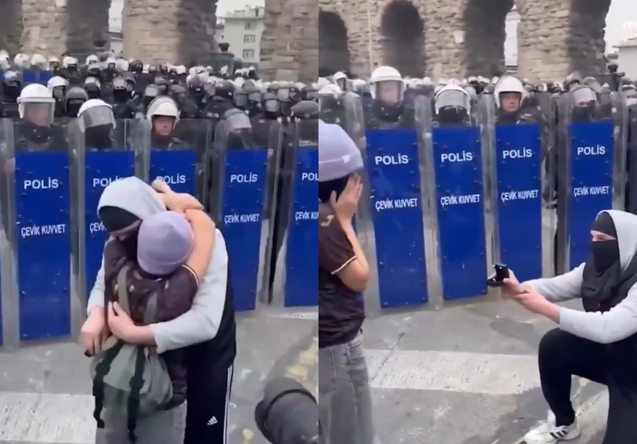 Κωνσταντινούπολη: Διαδηλωτής κάνει πρόταση γάμου στην αγαπημένη του εν μέσω ταραχών