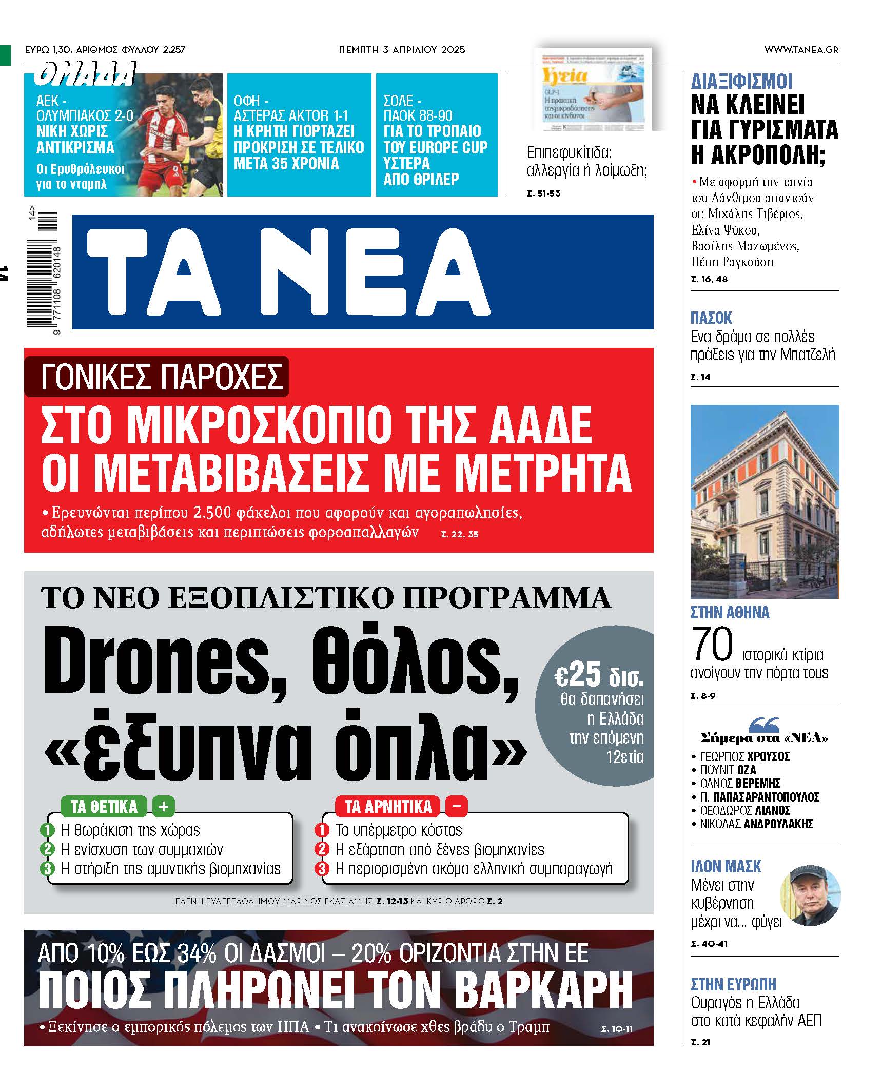 Στα Νέα της Πέμπτης: Εξοπλιστικά προγράμματα και προκλήσεις για την Ελλάδα