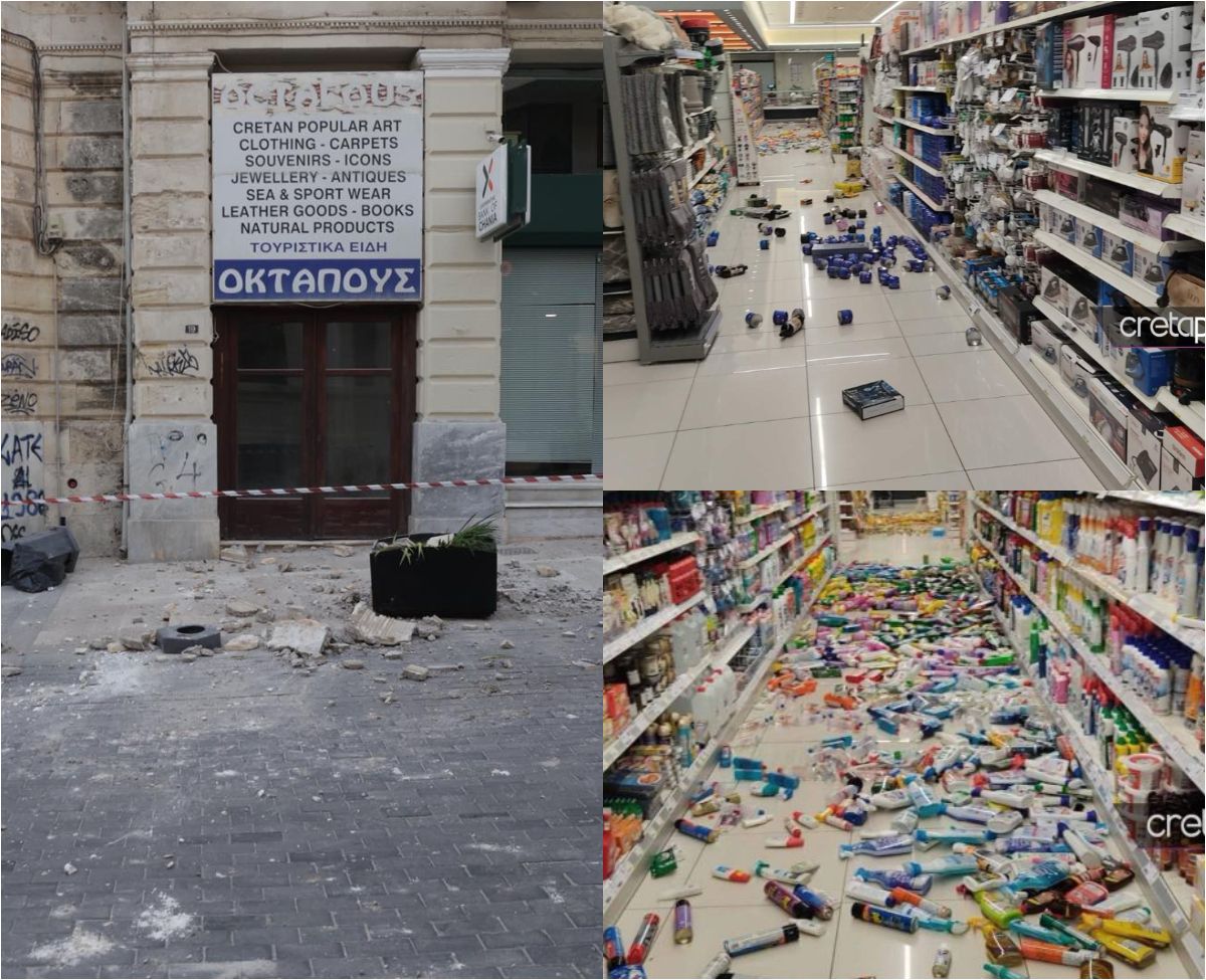 Σεισμός στην Κρήτη: Βίντεο καταγράφει τη στιγμή της δόνησης, κατολισθήσεις και πτώση τμημάτων κτιρίου στο Ηράκλειο