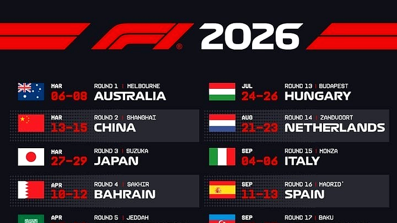 Η Formula 1 αποκαλύπτει το ημερολόγιο του 2026