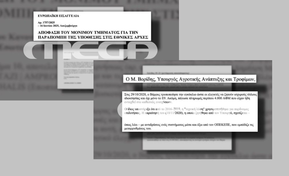 Αποκαλύψεις από την ευρωπαϊκή εισαγγελία: Στο στόχαστρο Βορίδης και υφυπουργοί για σκάνδαλο στον ΟΠΕΚΕΠΕ