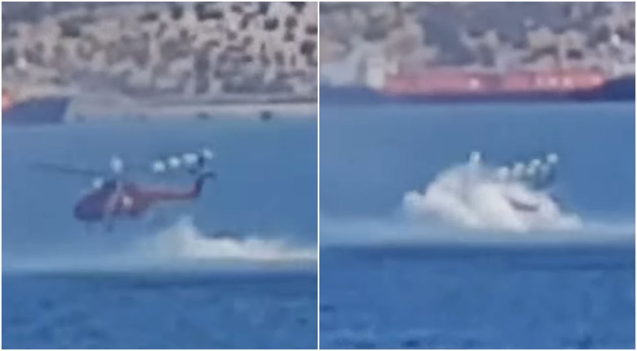 Βίντεο ντοκουμέντο από την αναγκαστική προσθαλάσσωση ελικοπτέρου στην Ελευσίνα