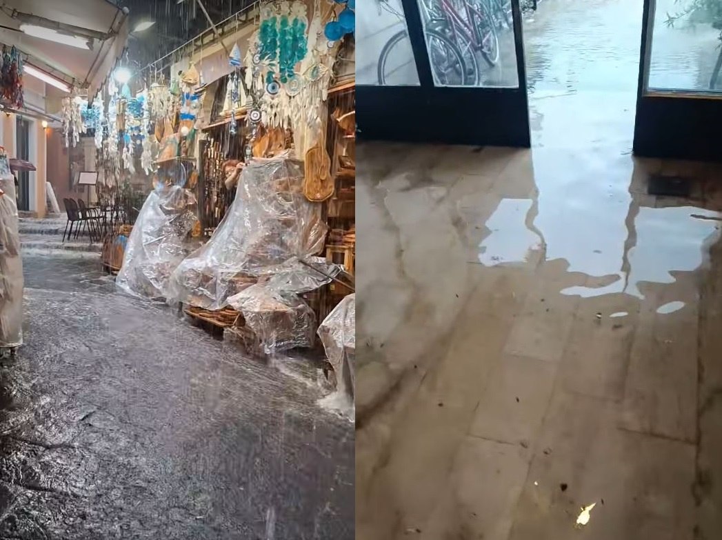 Ισχυρή καταιγίδα πλήττει την Κέρκυρα: Πλημμυρισμένοι δρόμοι, διακοπές ρεύματος και πτώσεις δέντρων