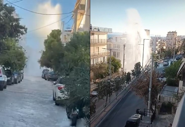 Κερατσίνι: Σοβαρή βλάβη σε κεντρικό αγωγό της ΕΥΔΑΠ προξένησε τεράστιο πίδακα νερού