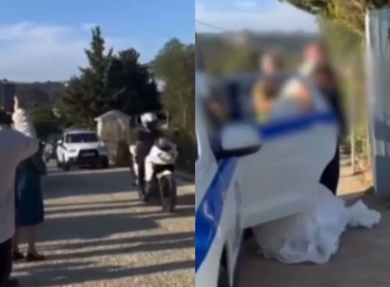 Εντυπωσιακή άφιξη νύφης με περιπολικό στην εκκλησία