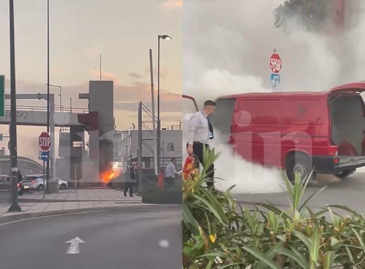 Πυρκαγιά σε βαν στον παράδρομο της λεωφόρου Κηφισού στο Αιγάλεω